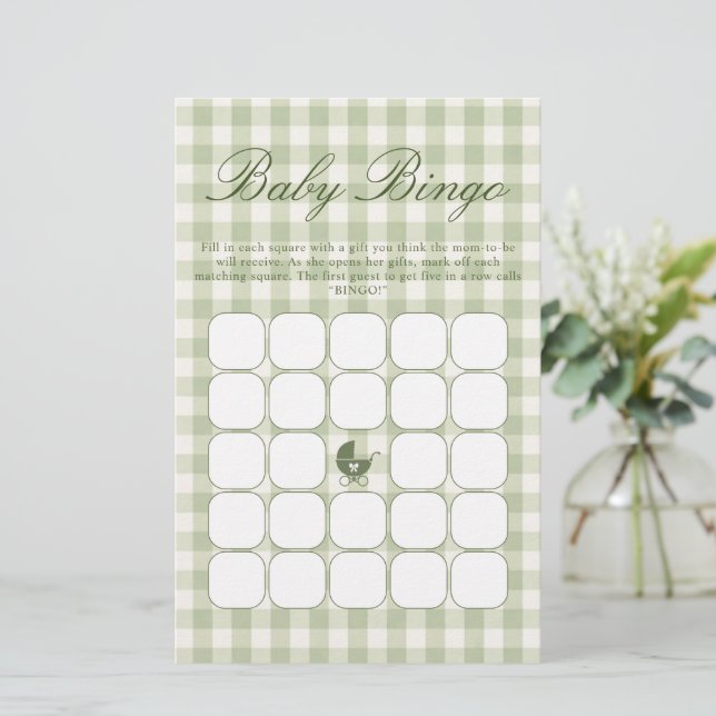 Jogo de Bingo para Chá de Bebê Verde (Em pé/Frente)