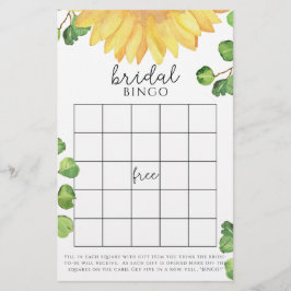 Jogo de bingo para chá de noiva com girassóis em a
