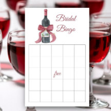Jogo de bingo para chá de noiva com vinho e arco