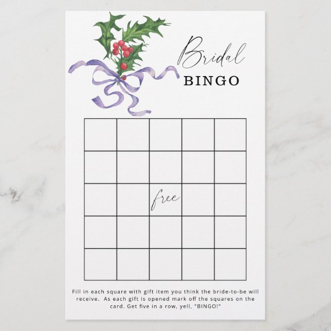 Jogo de bingo para chá de noiva de inverno (Frente)