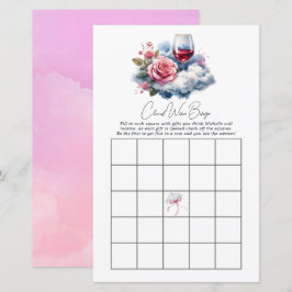 Jogo de Bingo para Chá de Noiva On Cloud Wine