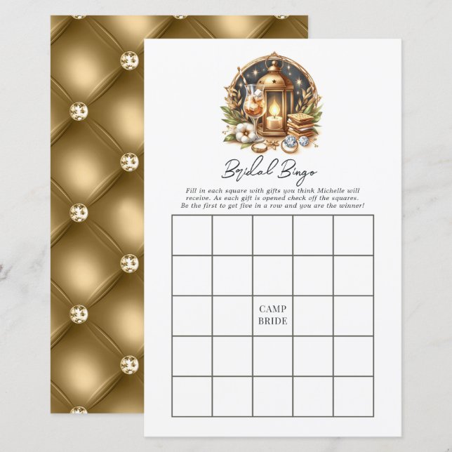 Jogo de Bingo para Despedida de Solteira de Luxo e (Frente/Verso)