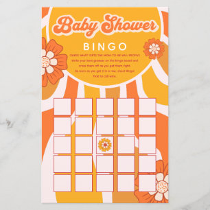 Jogo de Bingo Retro-Chá de fraldas Groovy Sunshine