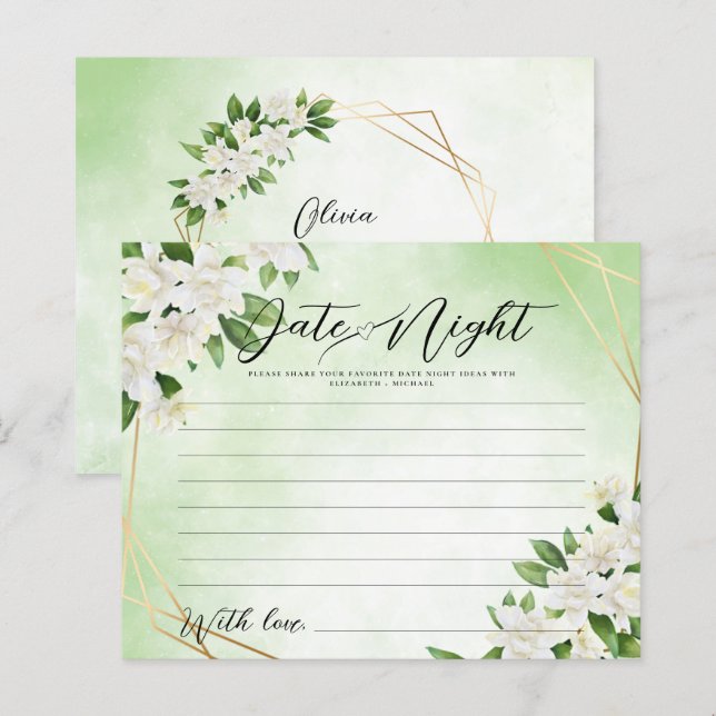 Jogo de Cartão Noite de Data da GREENERAÇÃO FLORAL (Frente/Verso)