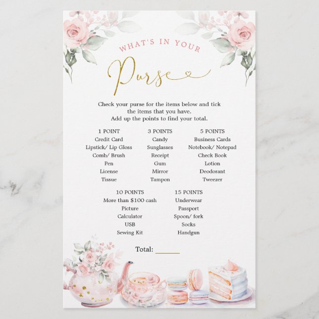 Jogo de Carteira da Festa de Chá de panela Floral  (Frente)