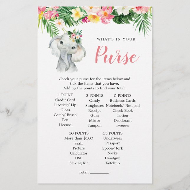 Jogo de Carteira de Chá de fraldas de Elefante Tro (Frente)