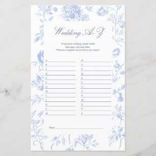 Jogo de Casamento de A a Z   Chuveiro de Noiva Blu