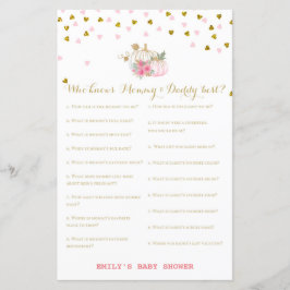 Jogo de Chá de Bebê Abóbora Rosa e Dourado