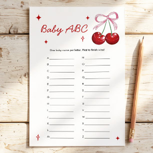 Jogo de Chá de Bebê Bebê ABC Nome Cereja no Topo