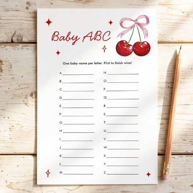 Jogo de Chá de Bebê Bebê ABC Nome Cereja no Topo (Criador carregado)