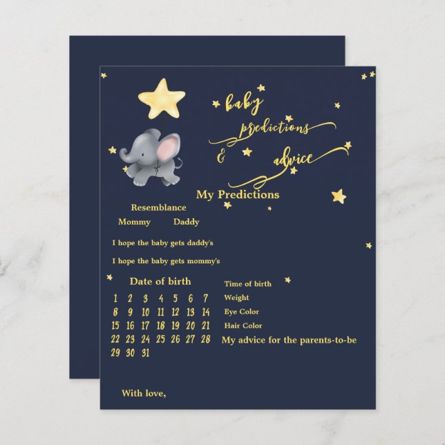 Jogo de Chá de Bebê de Elefante Fofo & Balão (Frente/Verso)