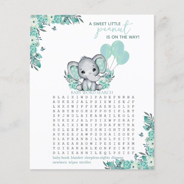 Jogo de Chá de Bebê Elefante Neutro (Frente)