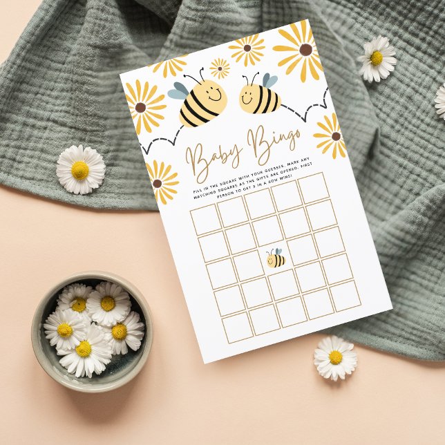 Jogo de Chá de Bebê Flor de Girassol Abelha Bingo  (Criador carregado)