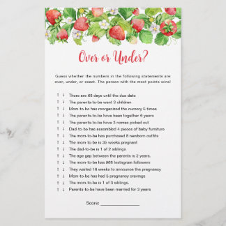 Jogo de Chá de Bebê Morango Acima ou Abaixo