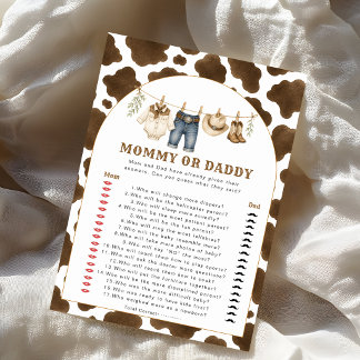 Jogo de Chá de Bebê Pequeno Cowboy Mamãe ou Papai