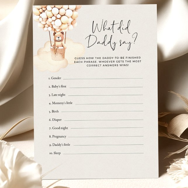 Jogo de Chá de Bebê Urso O Que o Papai Disse (Criador carregado)