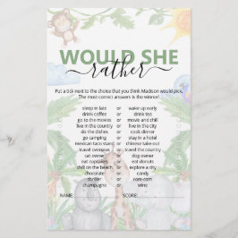 Jogo de Chá de Bebê 'Would She Rather' Wild One Sa