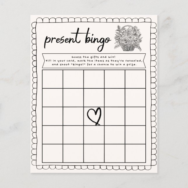 Jogo de Chá de Bingo Presente Desenhado à Mão (Frente)