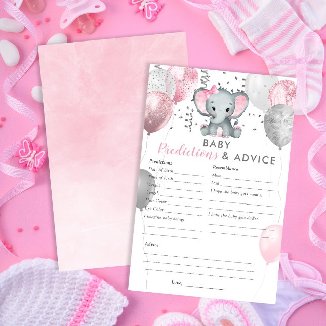 Jogo de Chá de Elefante para Bebês (Baby Predictions Girl Elephant Shower Game)