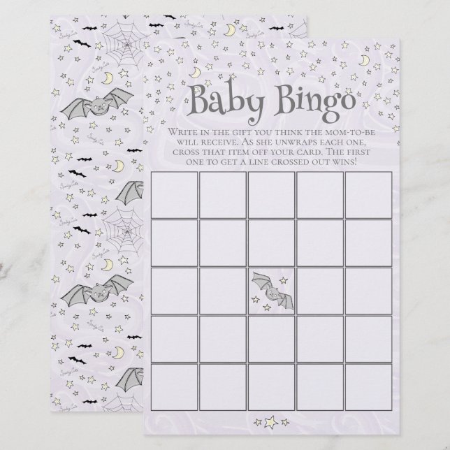 Jogo de Chá de fraldas Bingo de Bebê Cute Roxo (Frente/Verso)