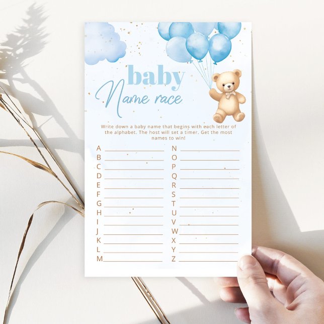 Jogo de chá de fraldas com nome de bebê do urso az (Criador carregado)