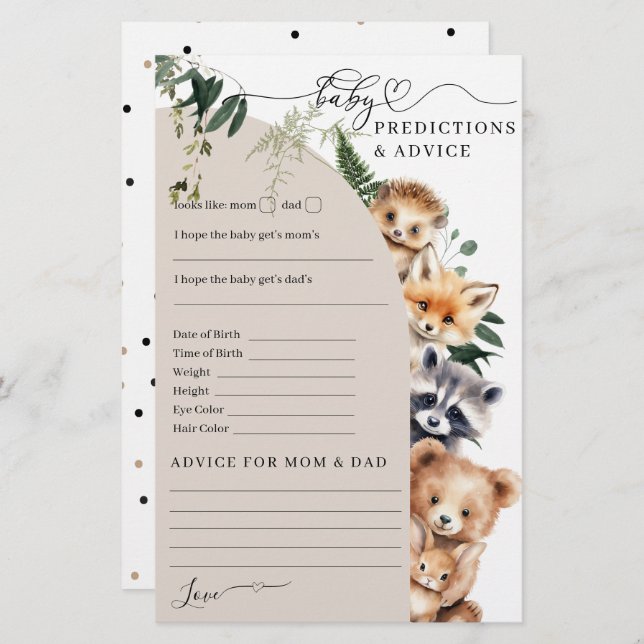 Jogo de Chá de fraldas da Floresta Woodland (Frente/Verso)