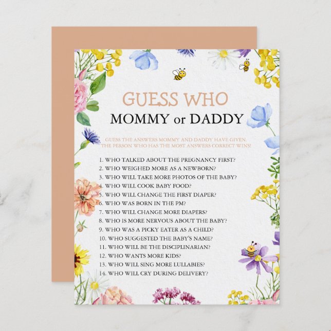 Jogo De Chá de fraldas De Abelhas Como Pode Ser (Frente/Verso)