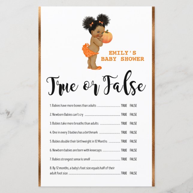 Jogo de Chá de fraldas de Abóbora IMPRESSO (Frente)