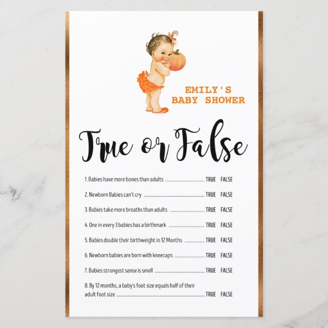 Jogo de Chá de fraldas de Abóbora IMPRESSO (Frente)