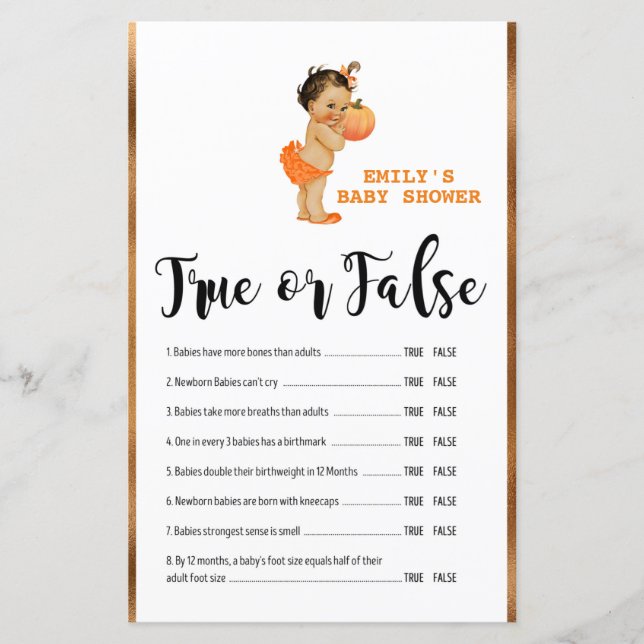 Jogo de Chá de fraldas de Abóbora IMPRESSO (Frente)