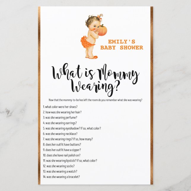 Jogo de Chá de fraldas de Abóbora IMPRESSO (Frente)