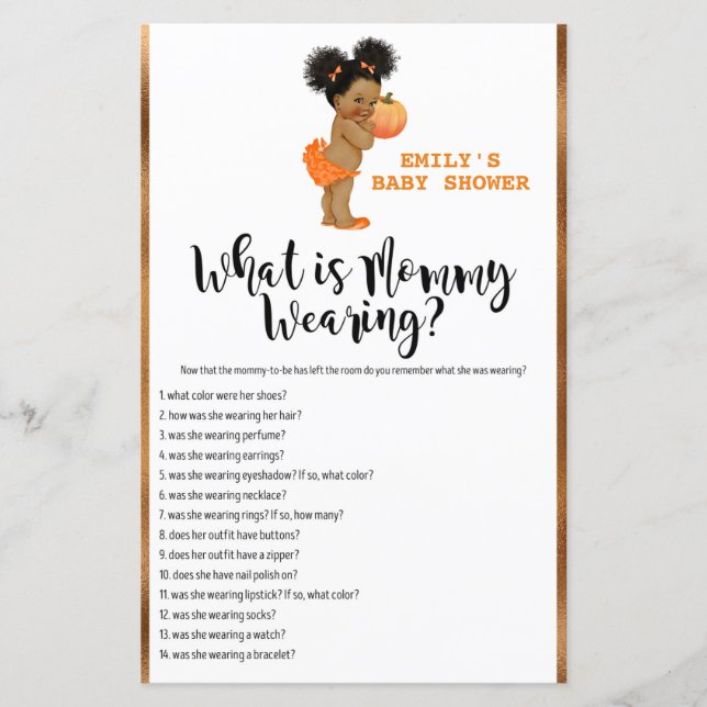 Jogo de Chá de fraldas de Abóbora IMPRESSO (Frente)