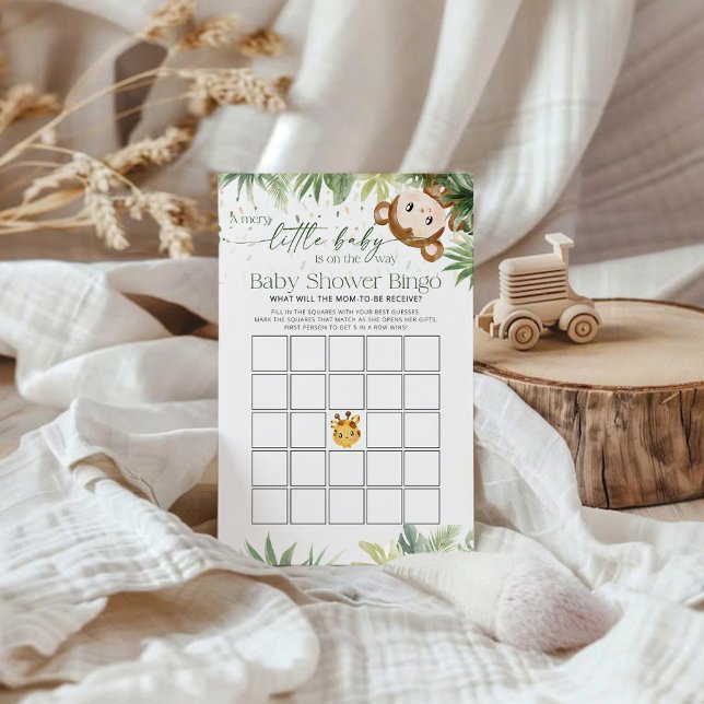 Jogo de Chá de fraldas de Animais Safari BINGO (Criador carregado)