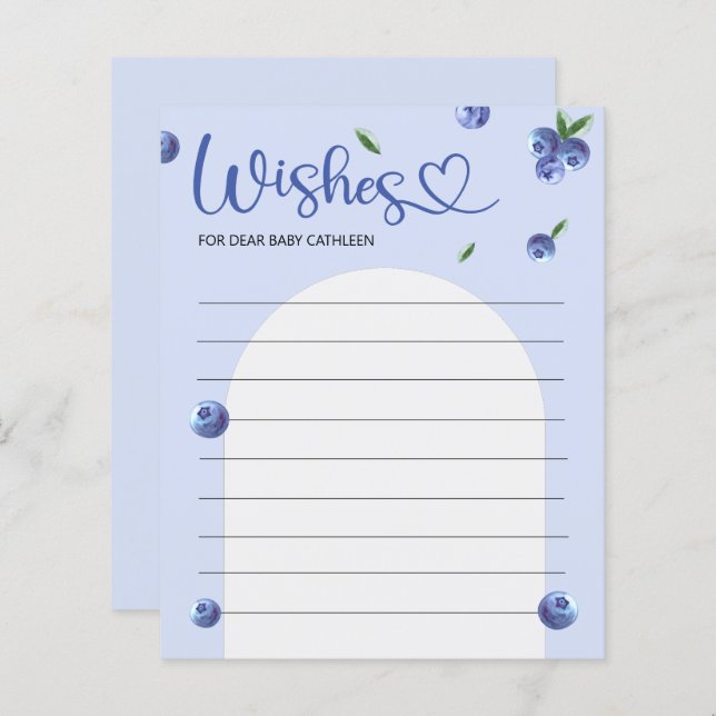 Jogo de Chá de fraldas de Aquarela doce de mirtilo (Frente/Verso)