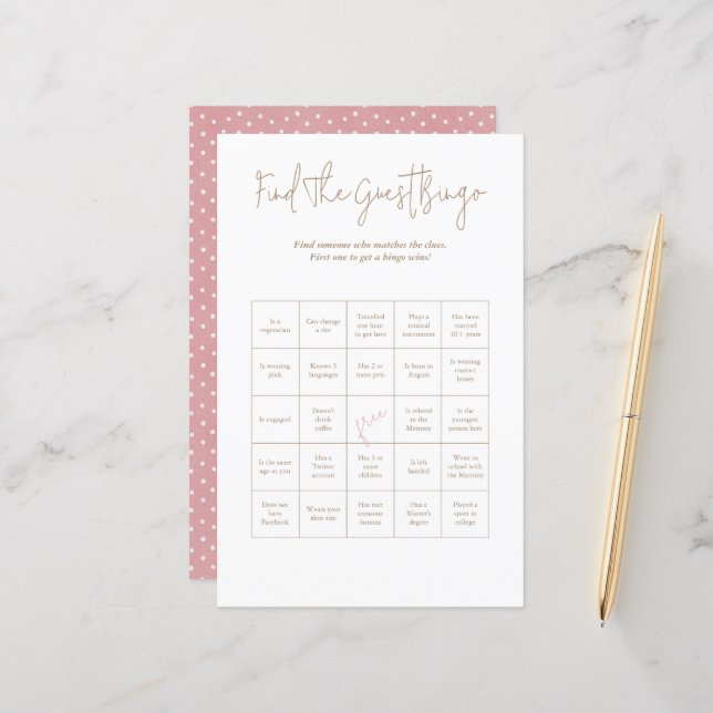 Jogo de Chá de fraldas de Bingo de Convidado do Be (Frente/Verso In Situ)