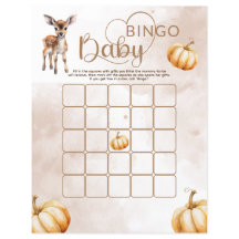 Jogo de Chá de fraldas de Bingo Pumpkin Woodland