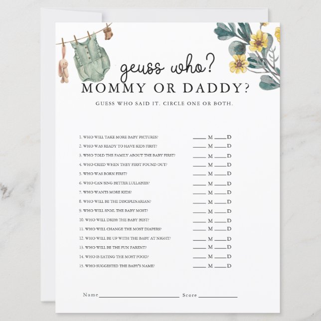 Jogo de Chá de fraldas de Boho Neutro por Sexo (Frente)