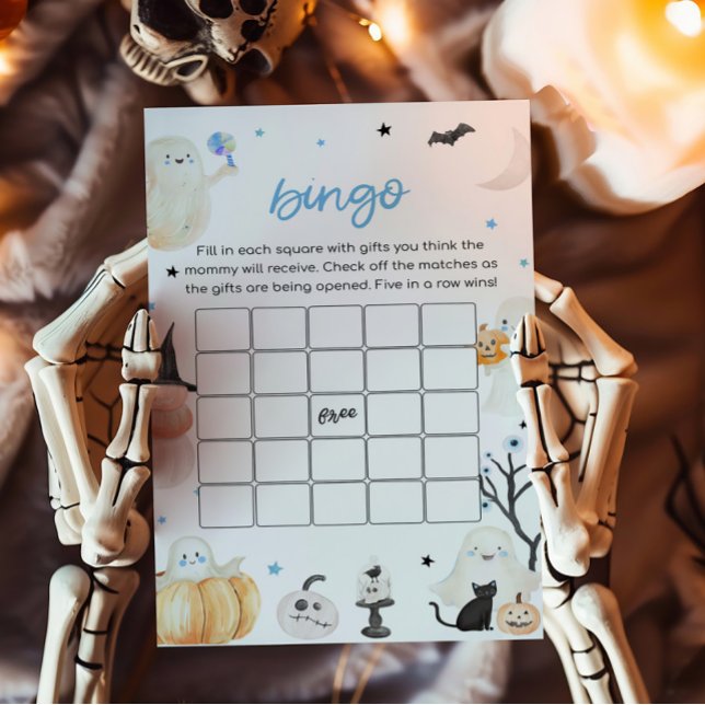 Jogo de Chá de fraldas de Boo Menino do Halloween (A Little Boo Baby Shower Bingo Game)