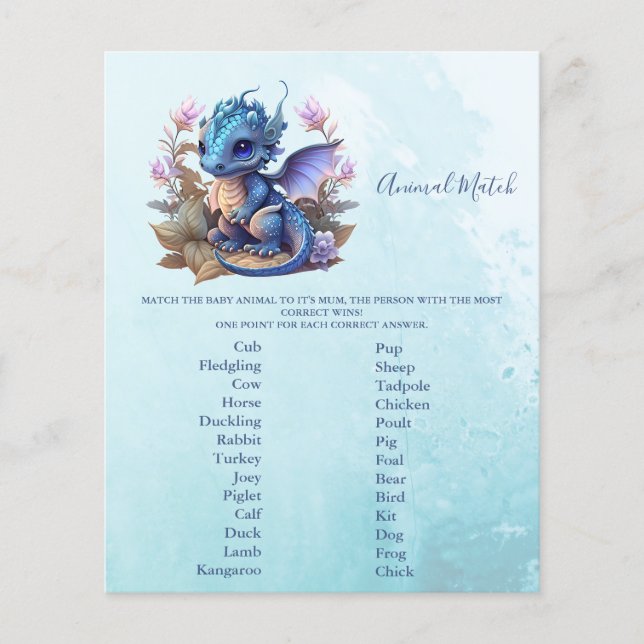 Jogo de Chá de fraldas de Correspondência Animal (Frente)