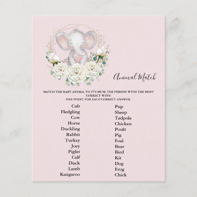 Jogo de Chá de fraldas de Correspondência Animal (Frente)