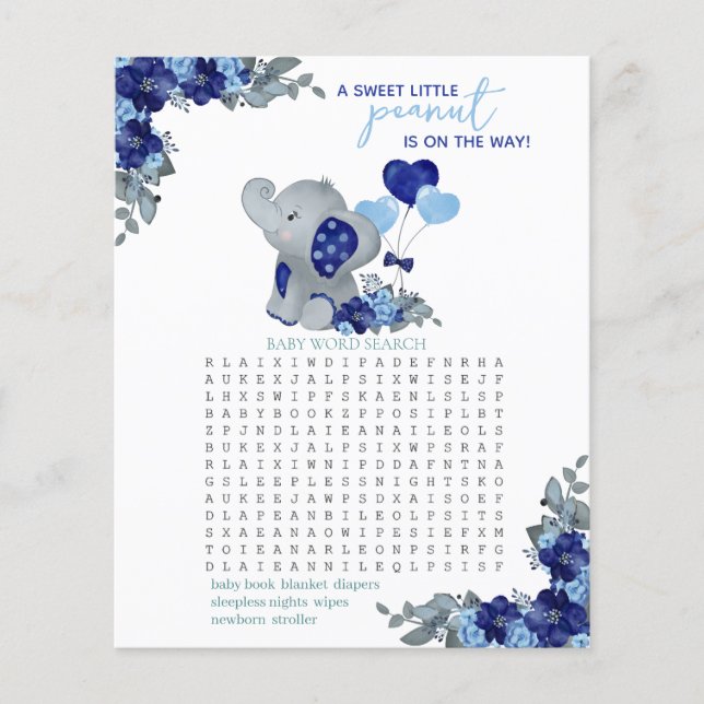 Jogo de Chá de fraldas de Elefante Boy (Frente)