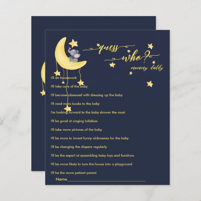 Jogo de Chá de fraldas de Elefante e Borboleta (Frente/Verso)