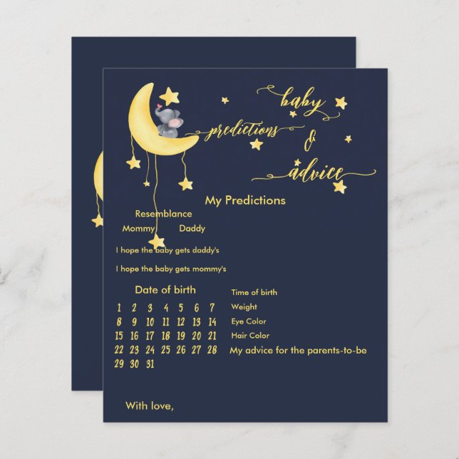 Jogo de Chá de fraldas de Elefante e Borboleta (Frente/Verso)