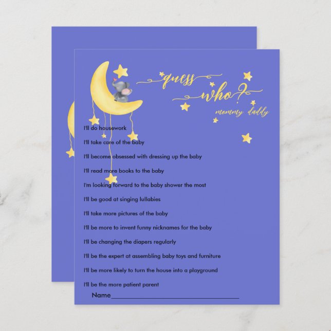 Jogo de Chá de fraldas de Elefante e Borboleta (Frente/Verso)