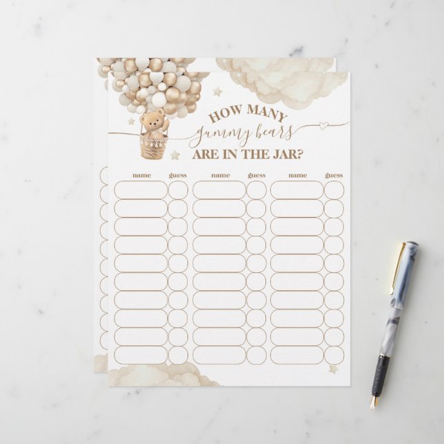 Jogo de Chá de fraldas de Espera do Balão do Urso  (Frente/Verso In Situ)