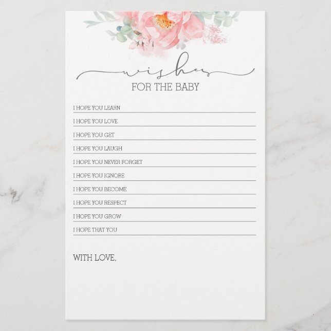 Jogo de Chá de fraldas de Flor Leve e Rosa (Frente)