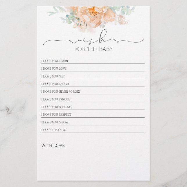 Jogo de Chá de fraldas de Flor Suave Peach (Frente)