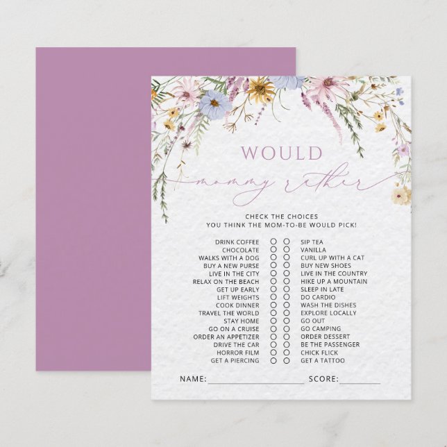 Jogo de Chá de fraldas de Flores Selvagens (Frente/Verso)