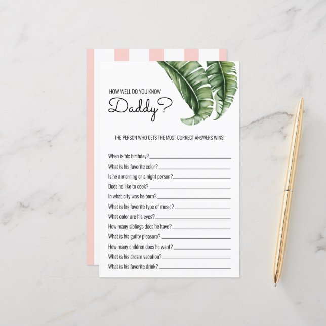 Jogo de Chá de fraldas de Folhas Tropicais/Stripes (Frente/Verso In Situ)