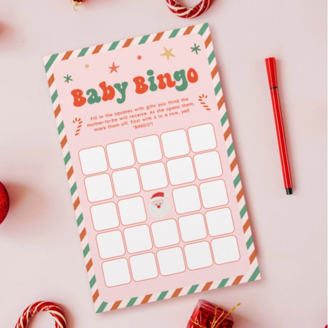 Jogo de Chá de fraldas de Natal Pink Baby Bingo (Criador carregado)